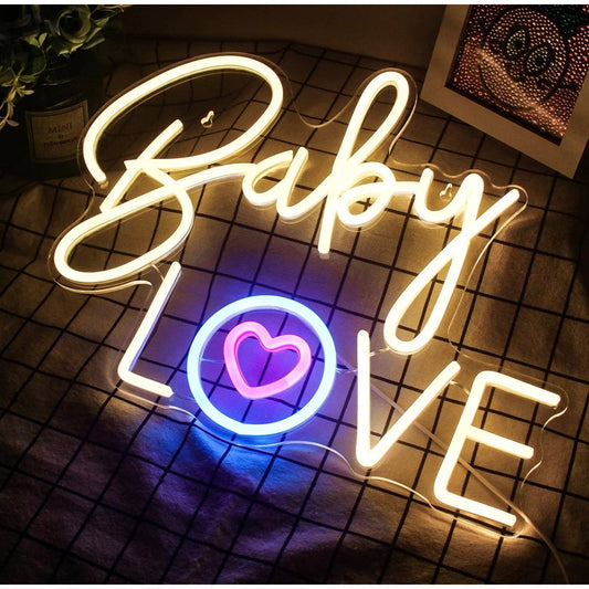Lovely Bright “Baby Love” Heart LED Night Light Room Wall Decroartion