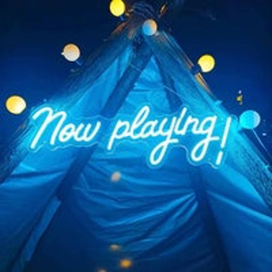 Lovely Bright Light Blue “Now Playing!” LED Night Light Room Wall Decoration