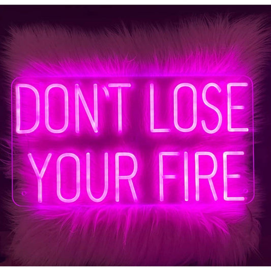 Lovely Large Bright Blue “Don’t Lose Your Fire” LED Light Room Motivation Decor