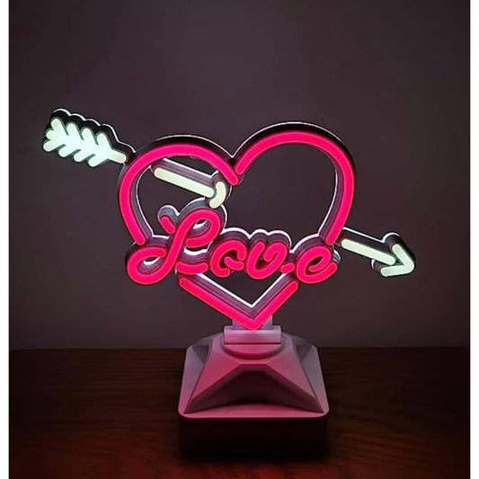 Lovely Bright Red Heart Cupids Arrow Heart Love LED Night Light Lamp Room Decor