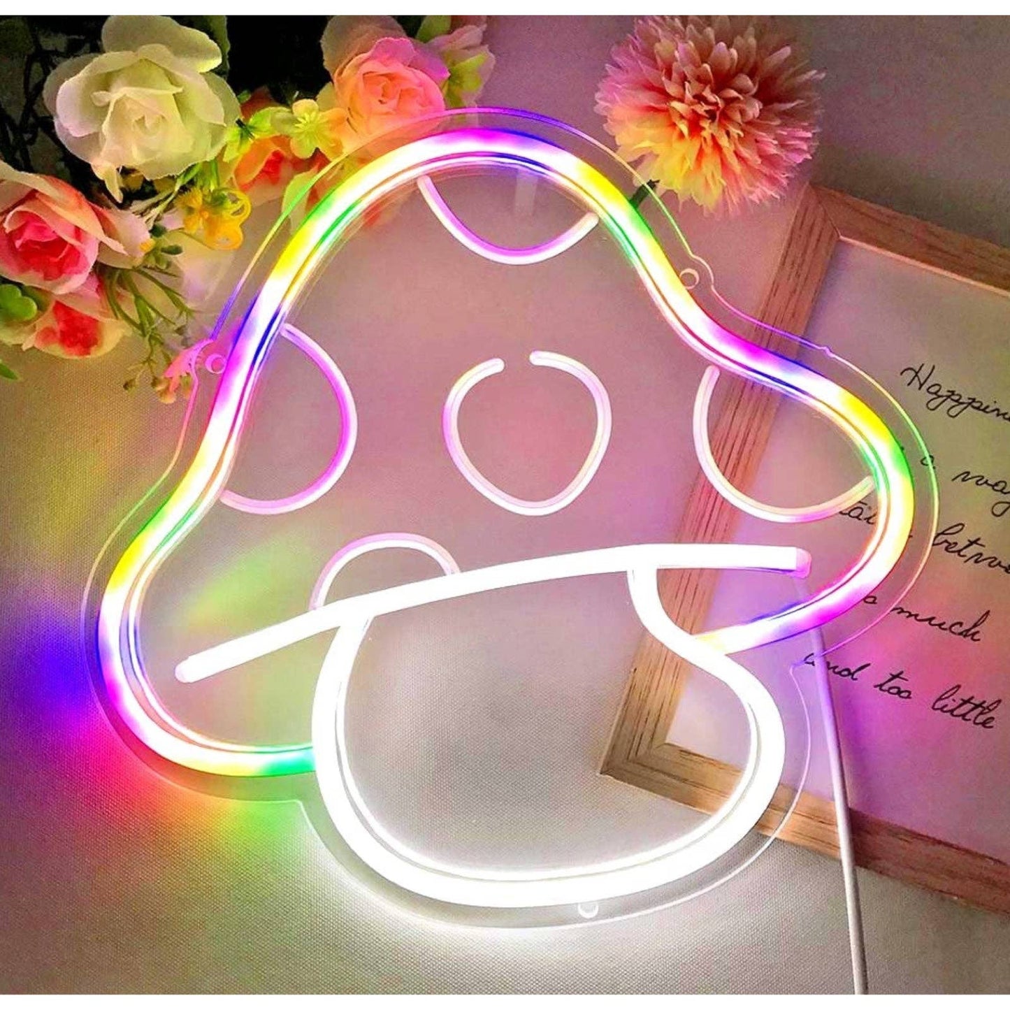Cute & Adorable Baby Rainbow Mushroom LED Night Light Room Wall Decor