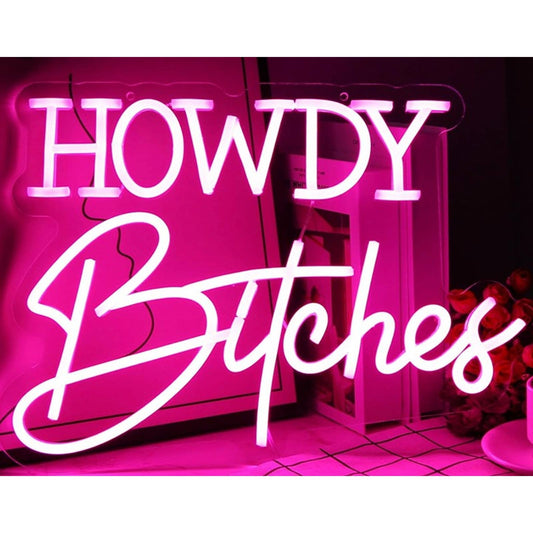 Fun Bright Hot Pink Howdy LED Night Light Light Room Wall Decoration