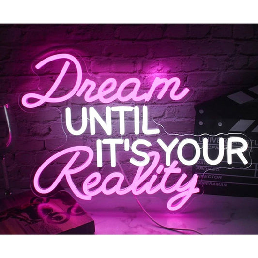 Motivational Bright Pink “Dream Until It’s Your Reality” LED Night Light