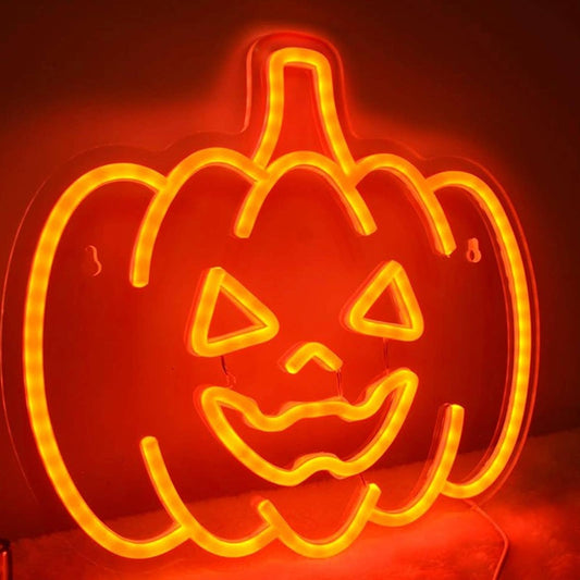 Spooky Bright Orange Monster Pumpkin LED Night Light Halloween Decor