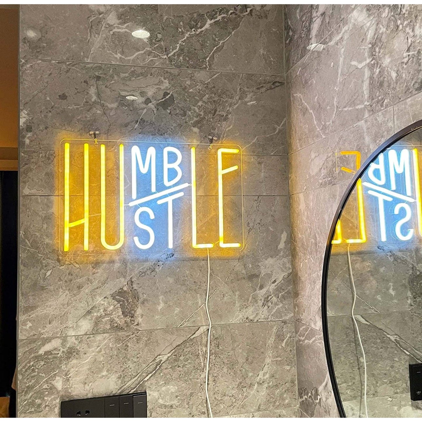 Bright Cool / Warm White Humble Hustle Slash LED Night Light Motivation Decorati