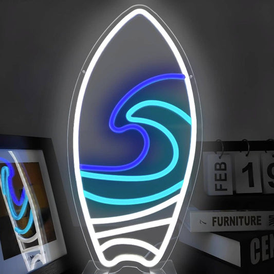 Vivid Bright Ocean Wave Surf Board LED Night Light Room Wall Decoration