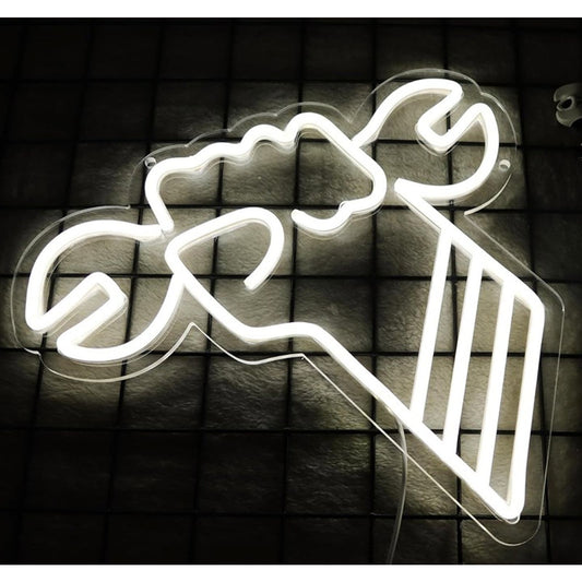 Vivid Bright White Arm & Wrench LED Night Light Mechanic Fix Garage Sign