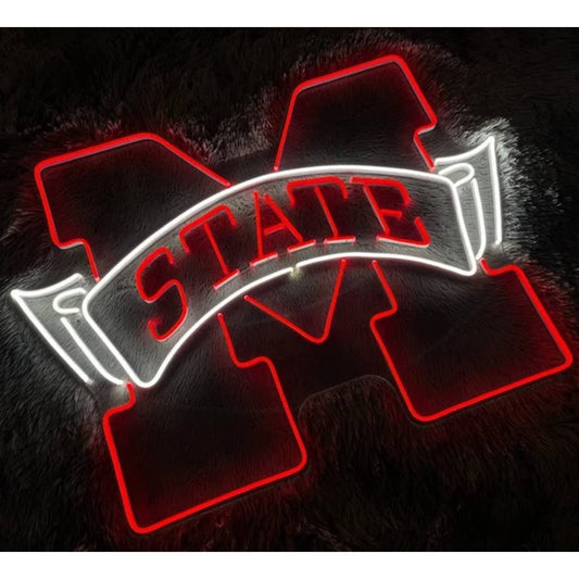 Bright M State Mississippi State University Bulldogs Football LED Light Sign