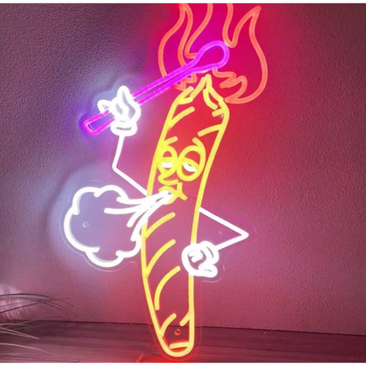 Funny Bright Cartoon Smoking Cigar LED Night Light Room Wall Decoration