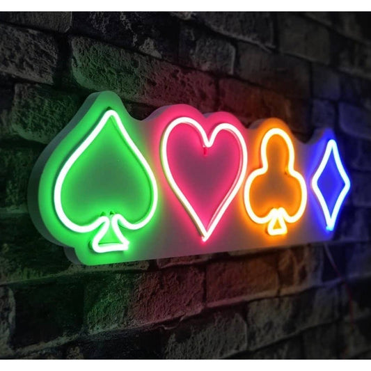 Fun Bright Colorful Spade Heart Club Diamond Playing Cards LED Light Sign