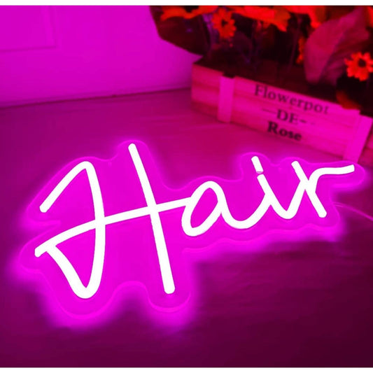 Lovely Bright Pink “Hair” Salon Business LED Hanging Light Sign Decor
