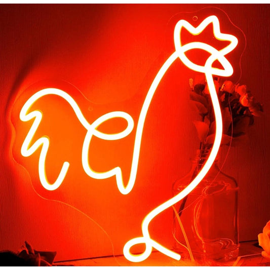 Fun Bright Red Chicken LED Night Light Room Wall Decoration