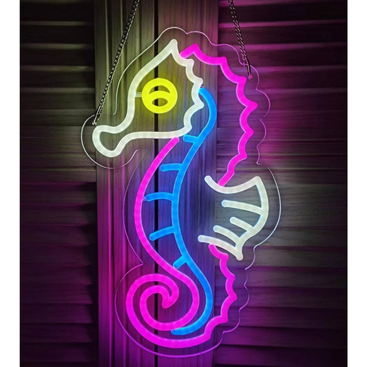 Super Cute Smart Pink Baby Seahorse Cartoon LED Night Light Room Wall Decor