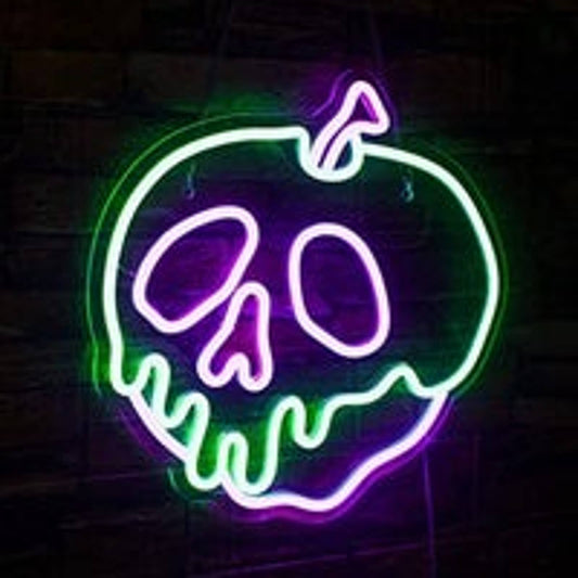 Spooky Bright Skeleton Skull Poison Apple Snow White LED Night Light Room Wall D