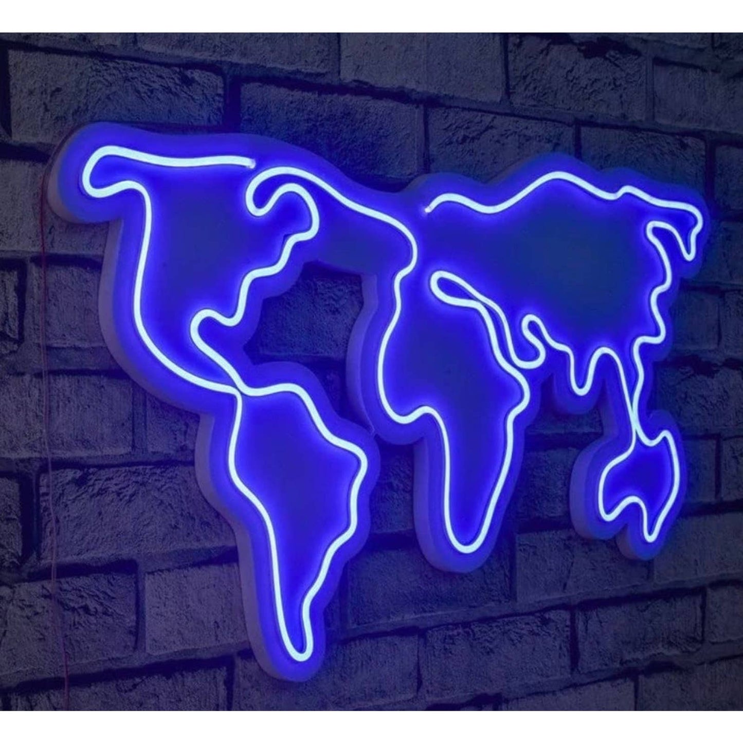 Vivid Bright Blue World Map LED Night Light Room Wall Decoration