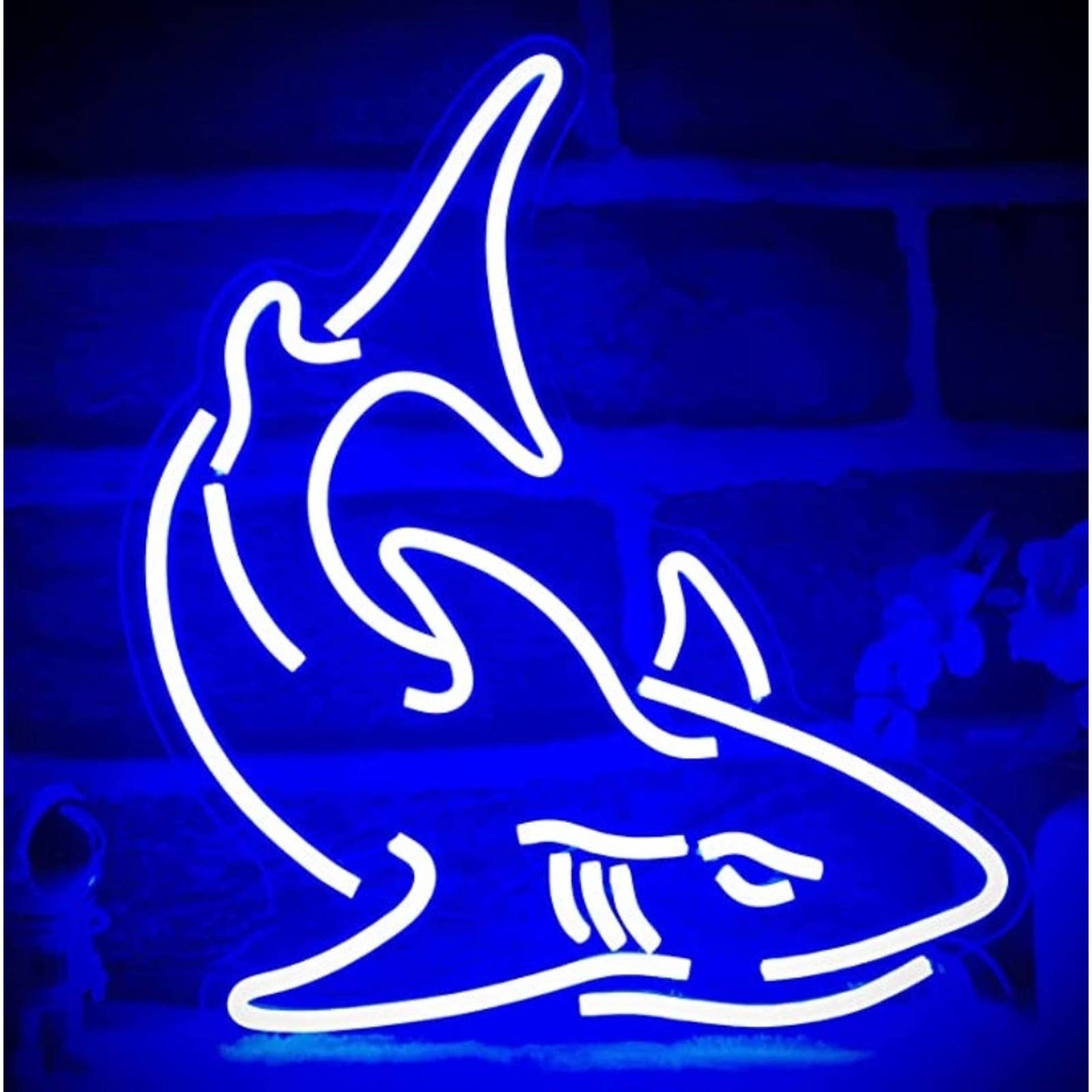Vivid Bright Blue Shark LED Night Light Room Wall Decoration