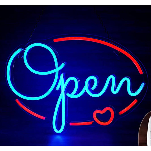 Cute Bright Unique Blue / Red Open Heart Love LED Night Light Room Wall Decor