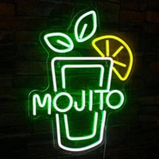 Tasty Bright Green Lemon Mojito LED Night Light Drink Bar Decoration