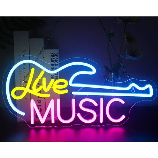 Lovely Bright Blue/Yellow/Pink “Live Music” Electric Guitar LED Light