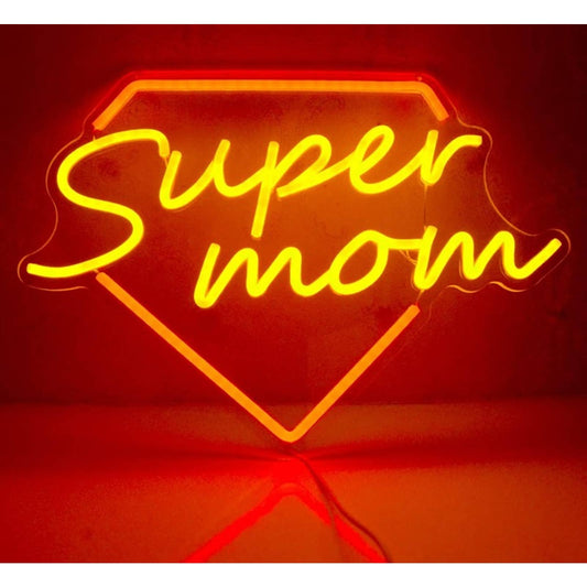 Fun Bright “Super Mom” LED Night Light Hero Wall Gift Decor