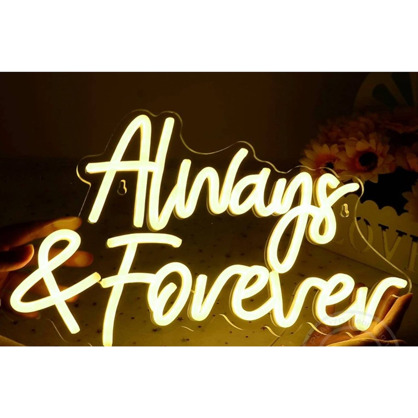 Lovely Warm Bright White “Always & Forever LED Night Light Room Wall Decor