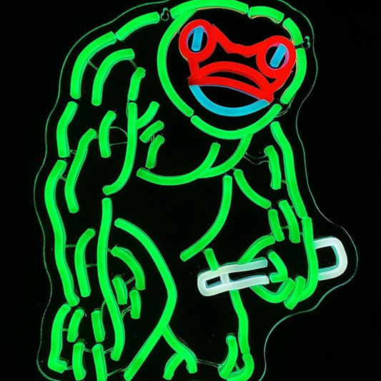 Fun Bright Green Buff Strong Ninja Frog Warrior LED Night Light Room Wall Decor