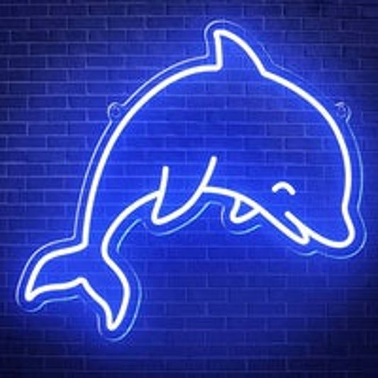 Adorable Bright Blue Happy Dolphin LED Night Light Room Wall Decoration