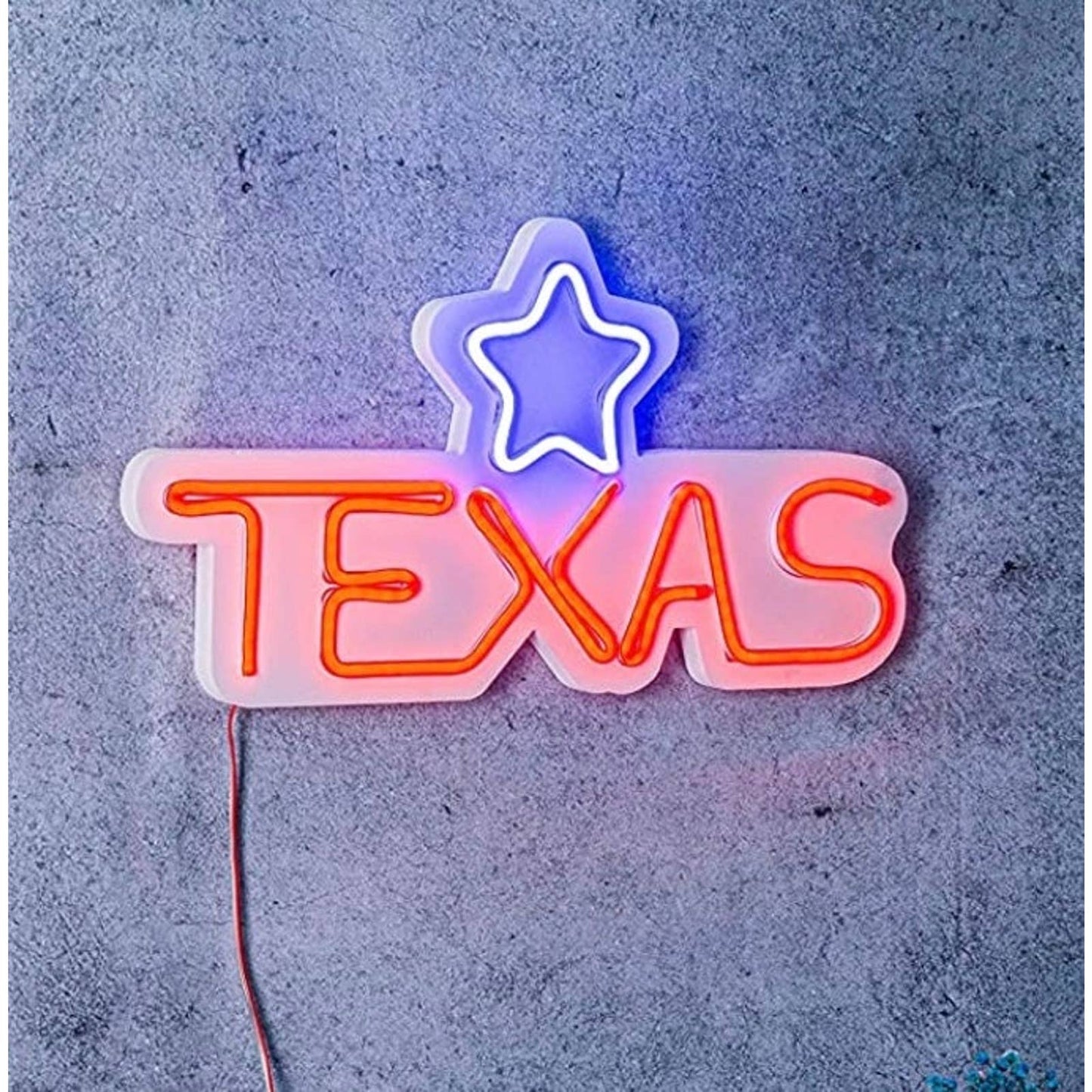 Vivid Bright Blue / Red Texas Star LED Night Light Room Wall Decoration