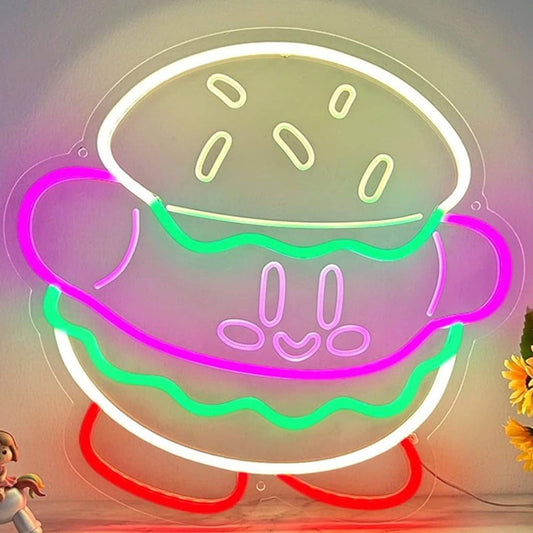 Funny Bright Tasty Kirby Hamburger LED Night Light Anime Game Room Decor