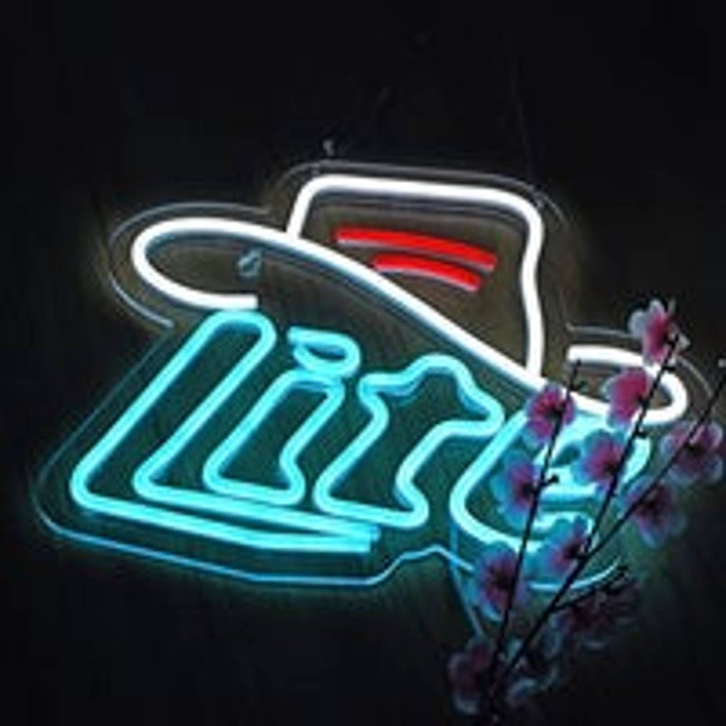 Vivid Bright Miller Lite Cowboy Hat LED Night Light Bar Room Beer Decor