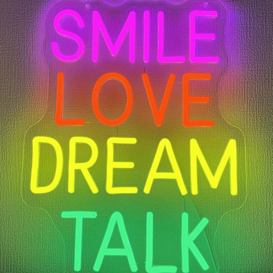 Vivid Bright Colorful “Smile Love Dream Talk” LED Night Light Room Wall Decor