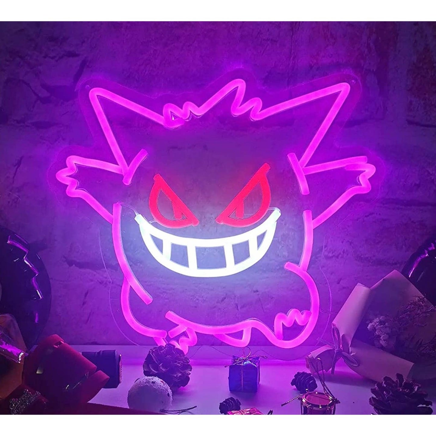 Fun Vivid Bright Purple Gengar Ghost Pokemon LED Night Light Anime Cartoon Decor