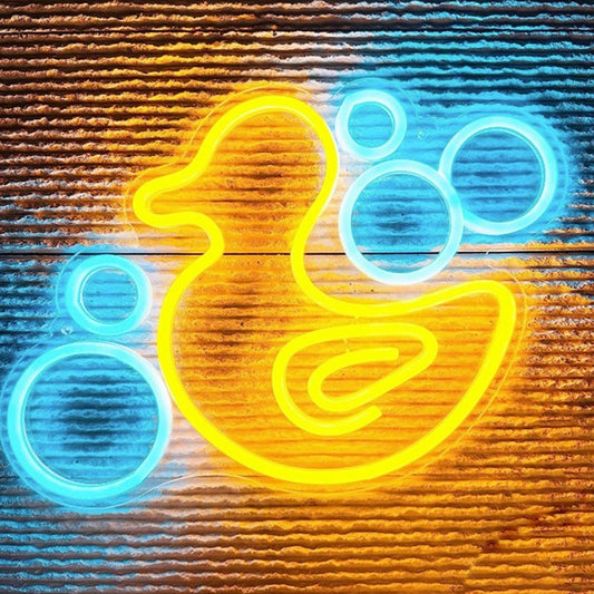 Fun Vivid Bright Yellow Bubble Bath Rubber Ducky LED Night Light Wall Decor