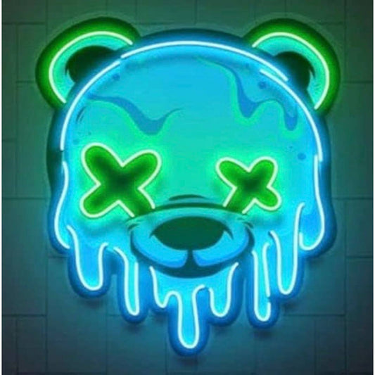 Cool Bright Green / Blue Melting Teddy Bear LED Night Light Room Wall Decoration