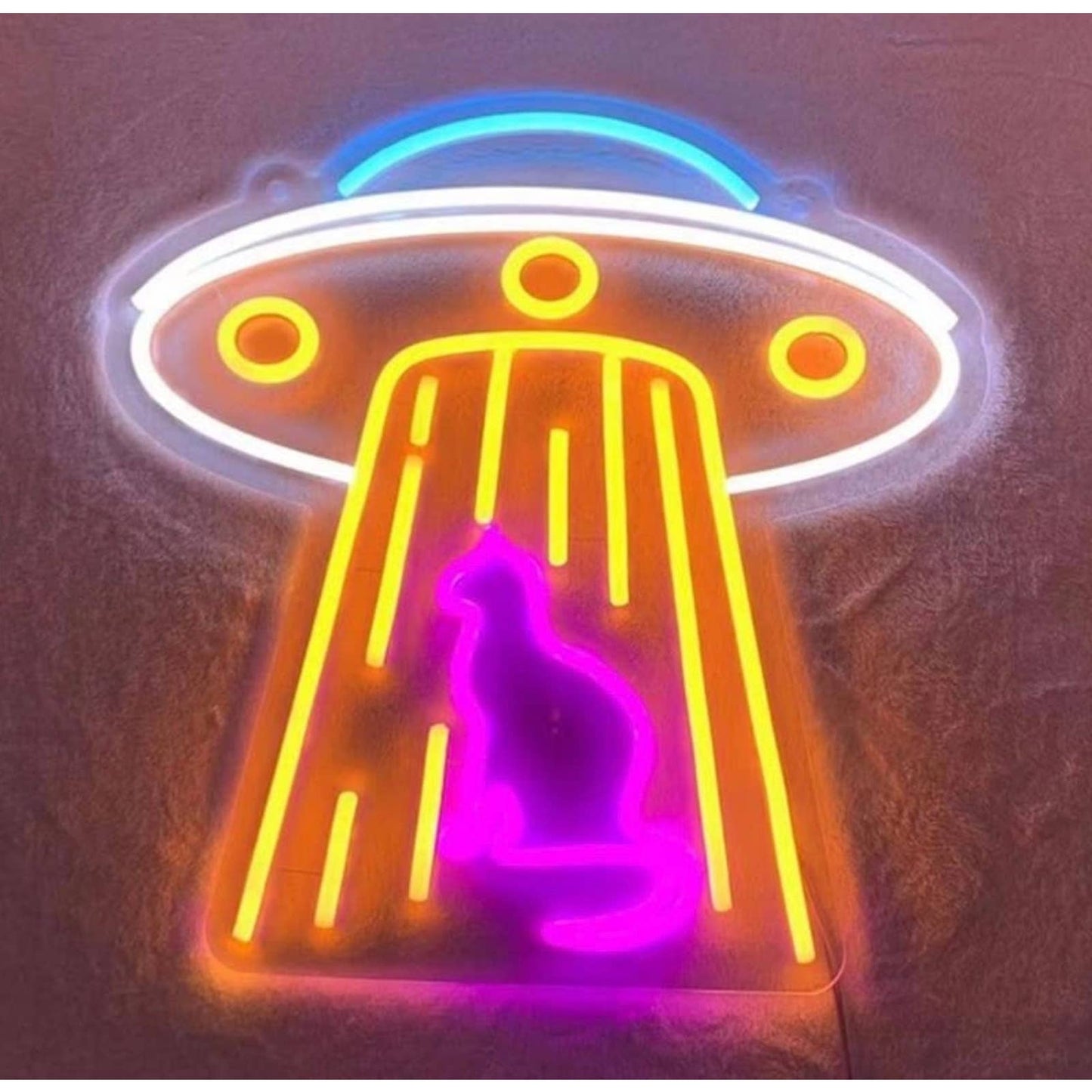 Fun Bright Kitty Cat Abducted by Alien UFO Spaceship LED Night Light Decor