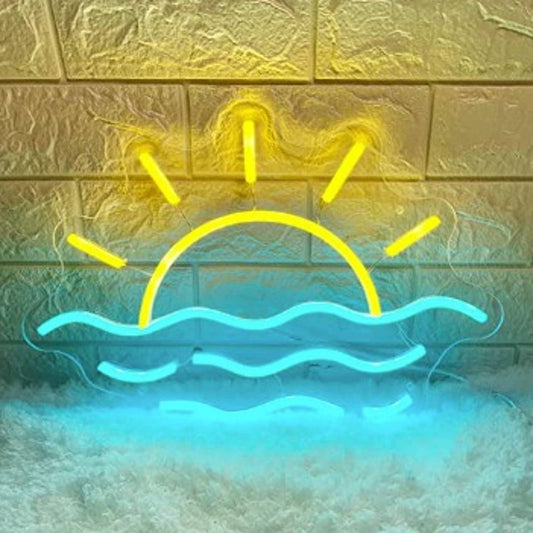 Calming Vivid Bright Sun Rise Over the Ocean LED Night Light Room Wall Decor