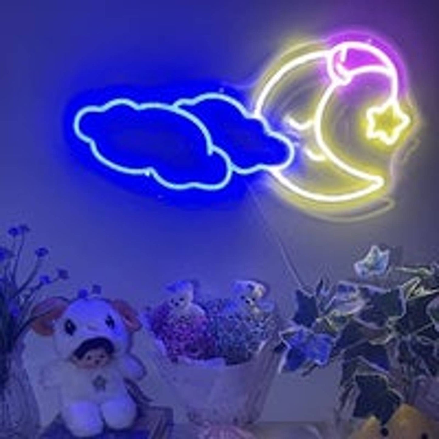 Adorable Vivid Bright Sleeping Moon LED Night Light Room Wall Decoration