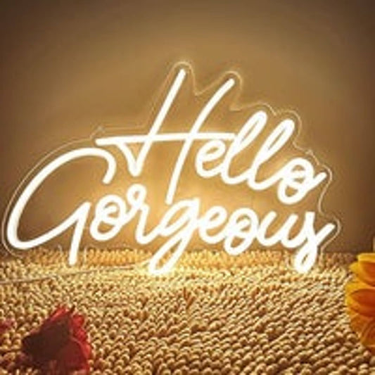 Adorable Vivid Bright White Hello Gorgeous LED Night Light Room Wall Decoration