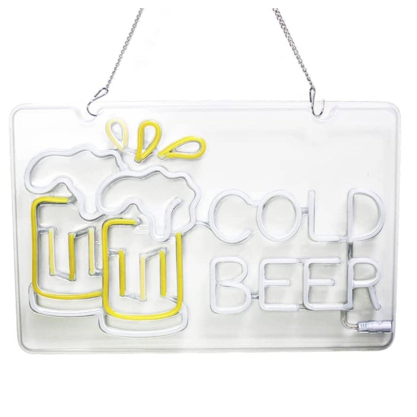 Bright Yellow/White Cold Beer LED Night Light Room Wall Store Party Decor