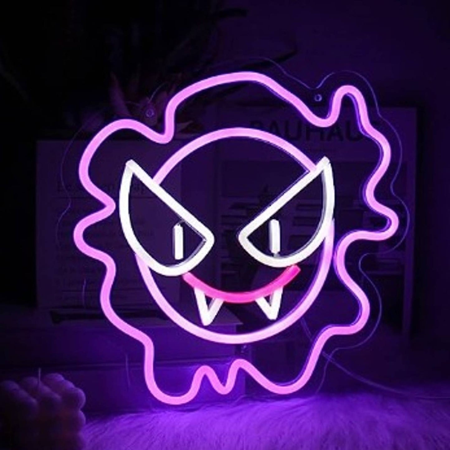Fun Bright Purple Smiling Gastly Ghost Pokemon LED Light Video Game Decor