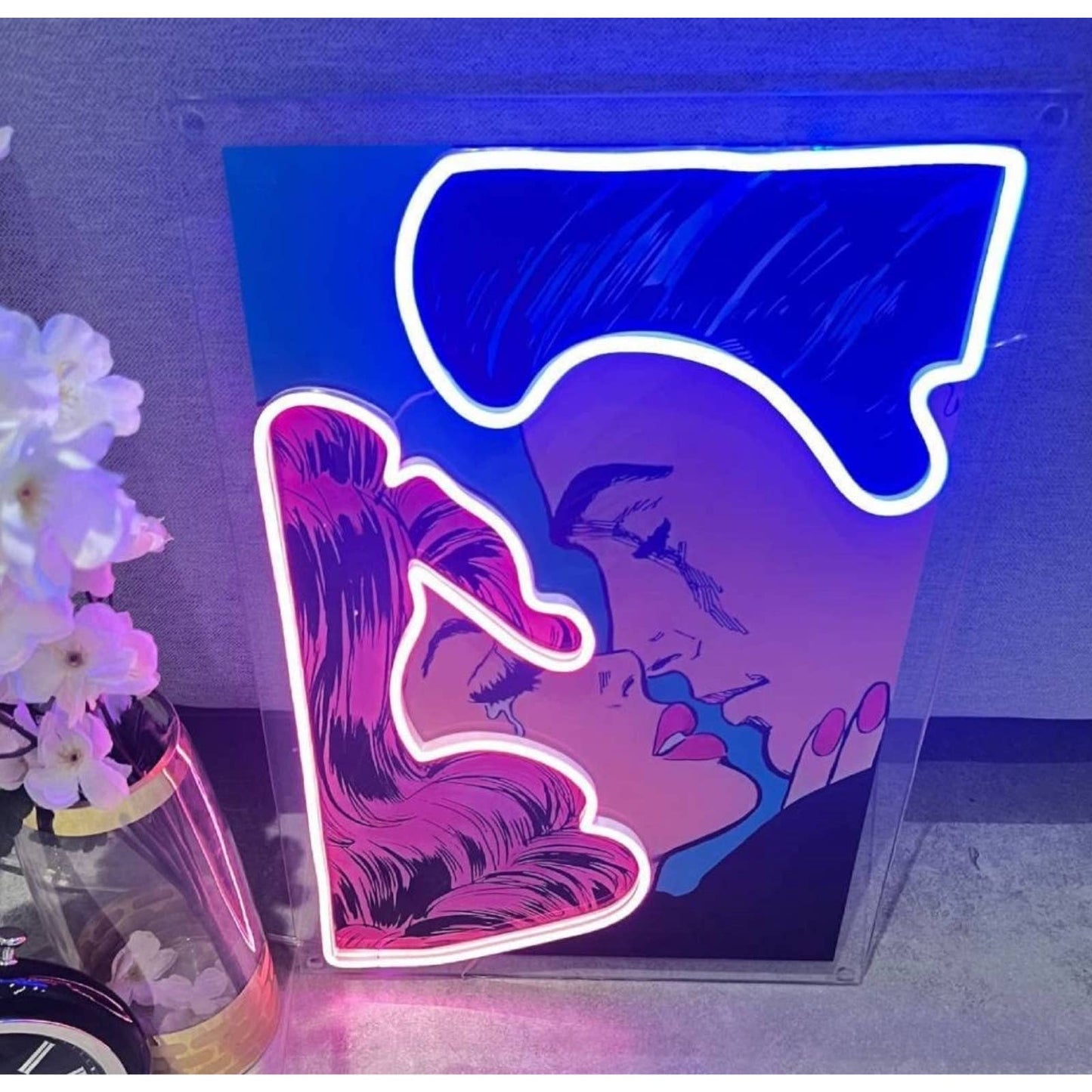 Romantic Bright Pink / Blue Gone With the Wind LED Night Light Room Wall Art Dec