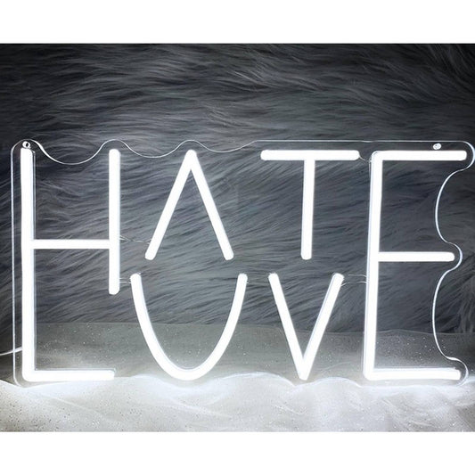 Vivid Bright White Hate/Love LED Night Light Room Wall Decoration