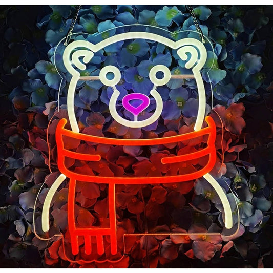 Fun Vivid Bright Polar Bear w/ Scarf LED Night Light Room Wall Decor