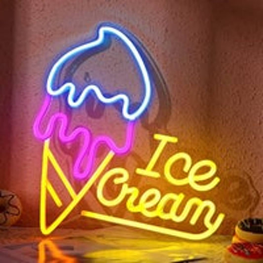 Lovely Vivid Rainbow Ice Cream Cone LED Night Light Room Wall Decor