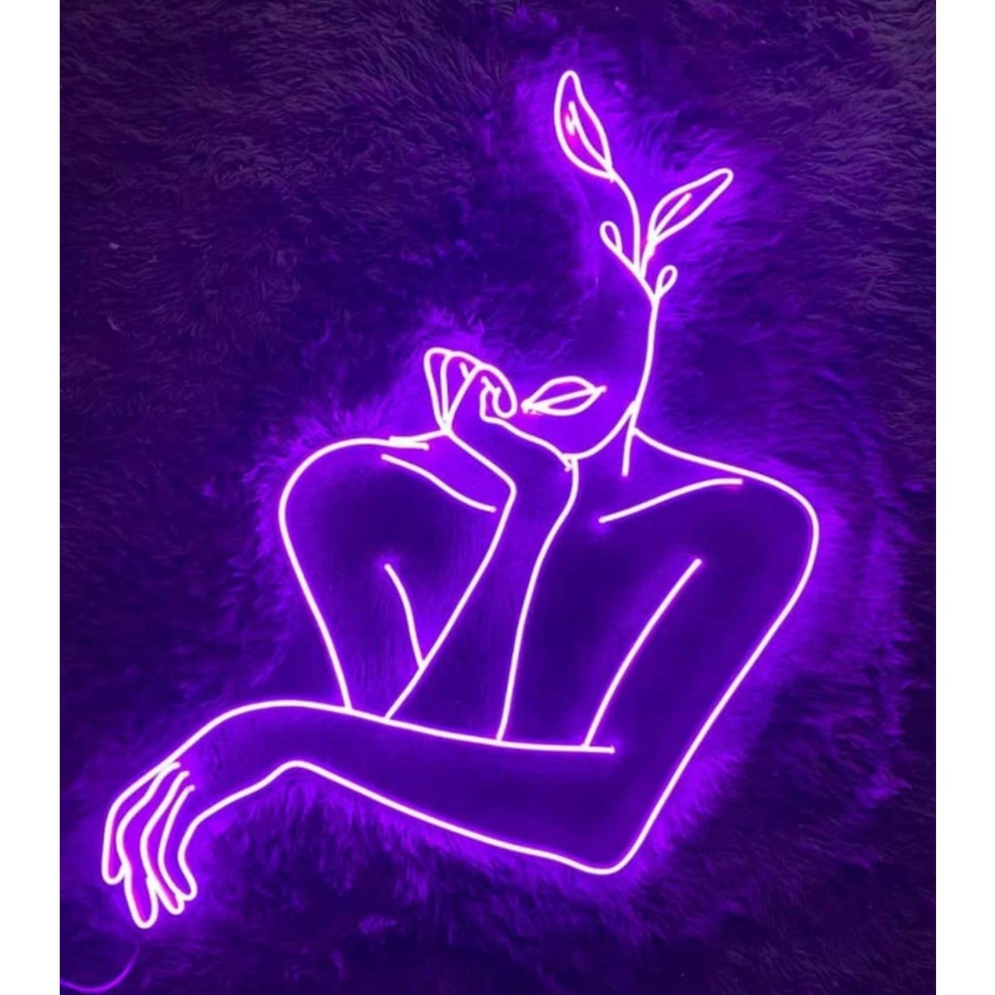 Lovely Bright Purple Plant Lady LED Night Light Room Wall Art Decoration