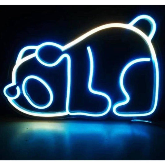 Cute Bright Blue White Sleeping Baby Panda Bear LED Night Light Room Wall Decora