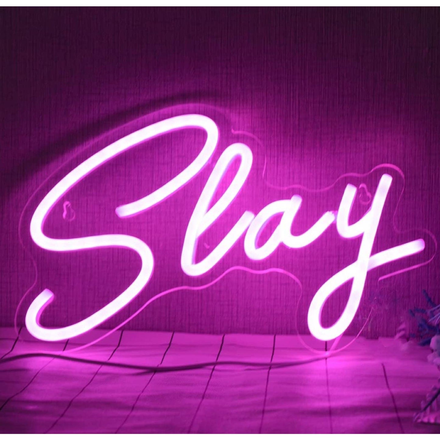 Bright Pink Slay LED Night Light Sign Room Wall Decor