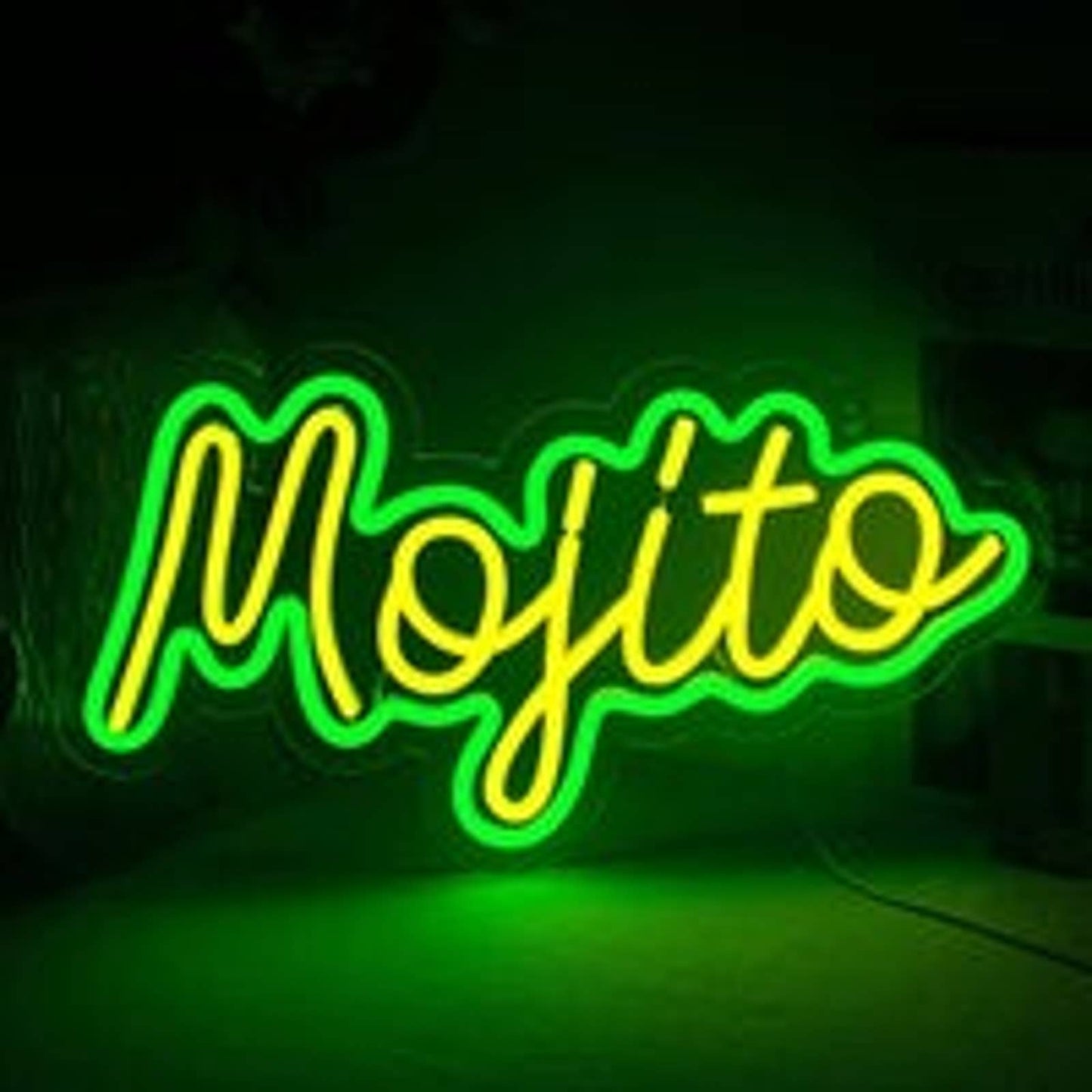 Vivid Bright Green/Yellow Mojito LED Night Light Bar Drink Wall Party Decor