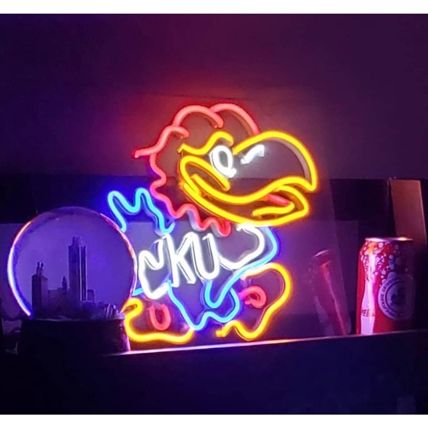 Bright University of Kansas Jayhawks LED Light Mascot College Basketball Decor
