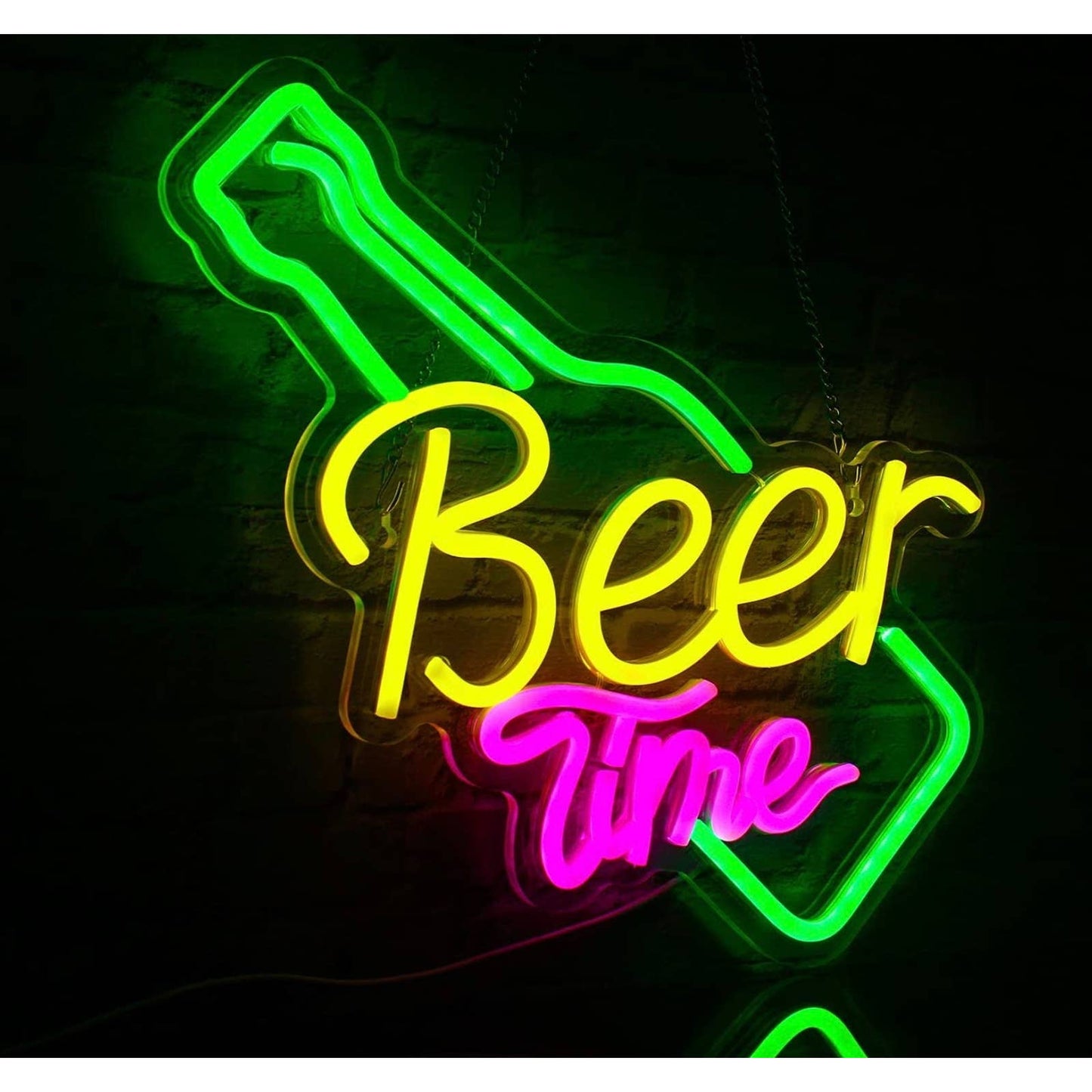 Fun Bright Colorful Beer Time LED Night Light Room Wall Party Decoration